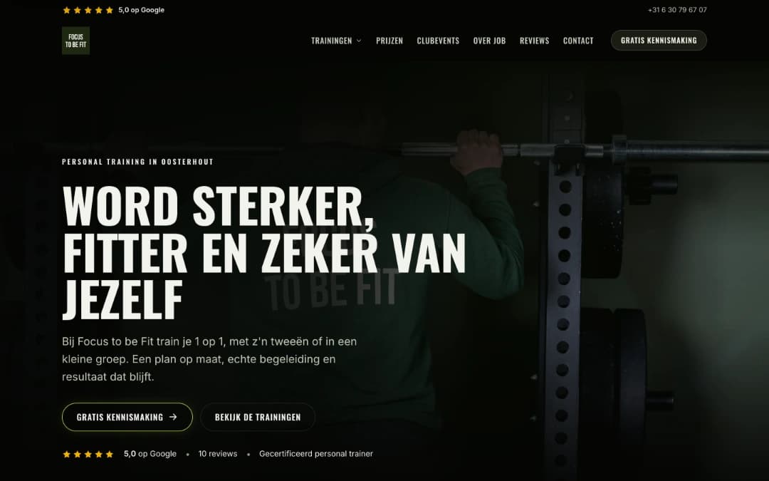 Website laten maken voor Personal training in Oosterhout: Focus To Be Fit