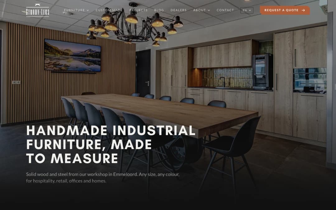 Website laten maken voor Industriële meubelen op maat in Emmeloord: Sturdy Legs